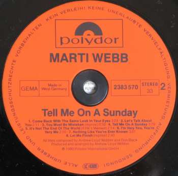 LP Marti Webb: Tell Me On A Sunday 512349
