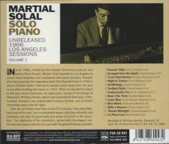 CD Martial Solal: Solo Piano: Unreleased 1966 Los Angeles Sessions Volume 1 174267
