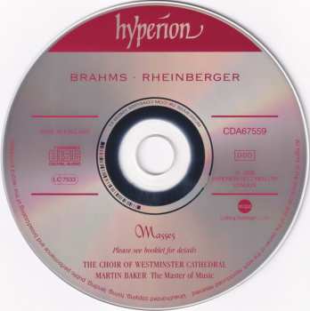 CD Martin Baker: Brahms Missa Canonica . Rhinberger Mass 319624