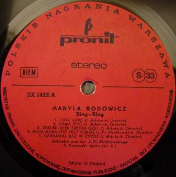 LP Maryla Rodowicz: Sing-Sing 158306