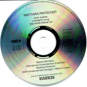 CD Matthias Pintscher: Sonic Eclipse, A Twilight's Song, She-Cholat Ahavah Ani  462390
