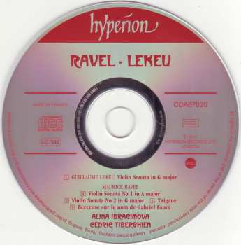 CD Maurice Ravel: Complete Music For Violin & Piano / Sonata 456450