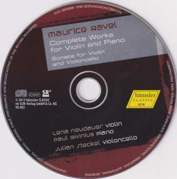 CD Maurice Ravel: Complete Works For Violin And Piano / Sonata For Violin And Violoncello 154820