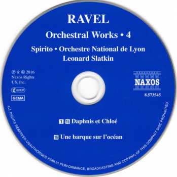 CD Maurice Ravel: Orchestral Works • 4 Daphnis Et Chloé / Une Barque Sur L'Océan  325920