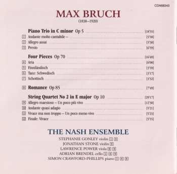 CD Max Bruch: String Quartet No 2 Op 10 / Romance Op. 85 / Four Pieces / Piano Trio Op 5 257156