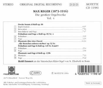 CD Max Reger: Die Großen Orgelwerke Vol. 4 434924