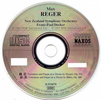 CD Max Reger: Mozart Variations, Op.132 / Hiller Variations, Op.100 121115