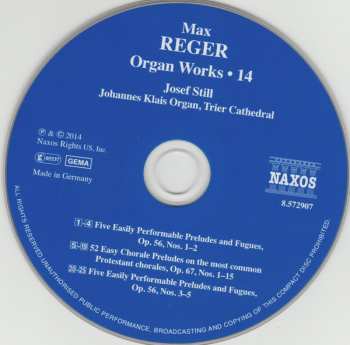 CD Max Reger: Organ Works Volume 14 - Chorlae Preludes, Op. 67, Nos. 1-15 / Preludes And Fugues, Op. 56  320802