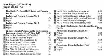 CD Max Reger: Organ Works Volume 14 - Chorlae Preludes, Op. 67, Nos. 1-15 / Preludes And Fugues, Op. 56  320802