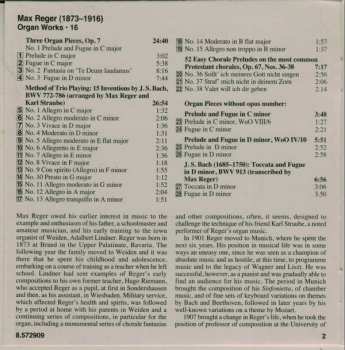 CD Max Reger: Organ Works Volume 16 - Three Organ Pieces, Op. 7 Method Of Trio Playing / Three Chorale Preludes, Op. 67, Nos. 36-38 228008