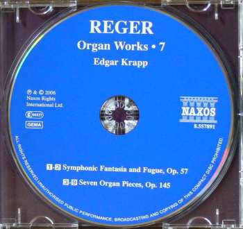 CD Max Reger: Organ Works, Volume 7 / Symphonic Fantasia And Fugue, Seven Organ Pieces 344687