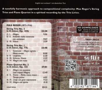 CD Max Reger: String Trios; Piano Quartet 330621