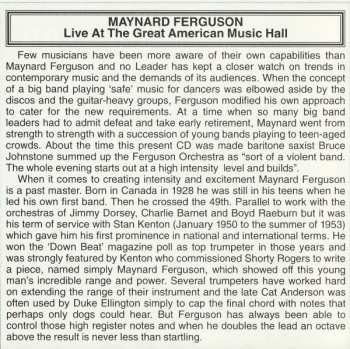 CD Maynard Ferguson: Live At The Great American Music Hall Part I 264412