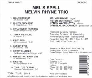 CD Melvin Rhyne Trio: Mel's Spell 240979