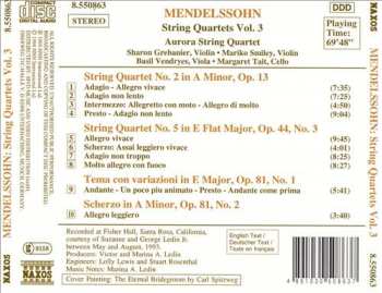 CD Felix Mendelssohn-Bartholdy: String Quartets Vol. 3