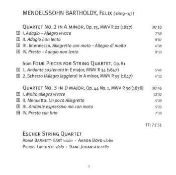 SACD Felix Mendelssohn-Bartholdy: String Quartet No.2 In A Minor & No.3 In D Major