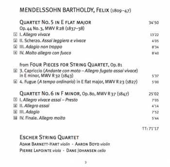 SACD Felix Mendelssohn-Bartholdy: String Quartets: No. 5 In E Flat Major & No. 6 In F Major 386042
