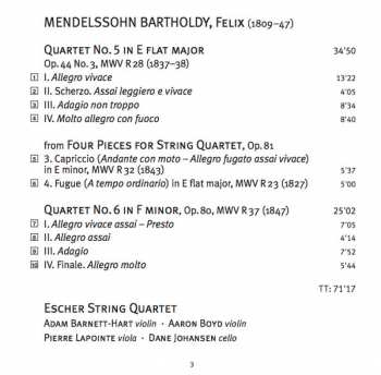 SACD Felix Mendelssohn-Bartholdy: String Quartets: No. 5 In E Flat Major & No. 6 In F Major