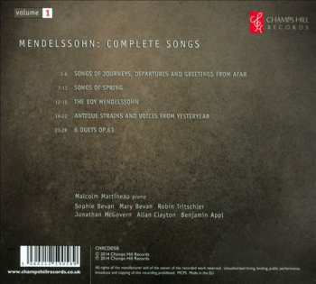 CD Felix Mendelssohn-Bartholdy: Complete Songs: Volume 1   430481
