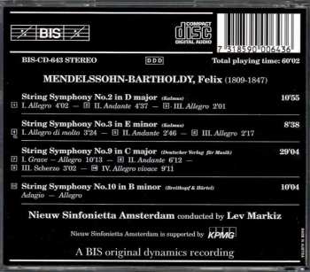 CD Felix Mendelssohn-Bartholdy: The Complete String Symphonies - Volume 1 / No.2 In D Major - No.3 In E Minor - No. 9 In C Major - No.10 In B Minor