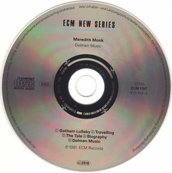 CD Meredith Monk: Dolmen Music 325118