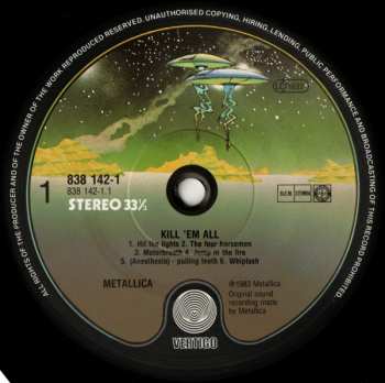 LP Metallica: Kill 'Em All 540100