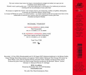 CD Michael Finnissy: Choralvorspiele & Andersen-Liederkreis 322697
