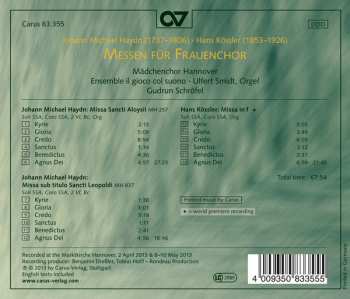 CD Michael Haydn: Messen Für Frauenchor: Missa Sancti Aloysii / Missa Sub Titulo Sancti Leopoldi 115973