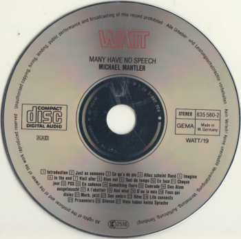 CD Michael Mantler: Many Have No Speech 124102
