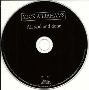 CD Mick Abrahams: All Said And Done 104823