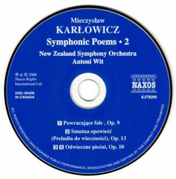 CD Mieczysław Karłowicz: Symphonic Poems • 2 286928