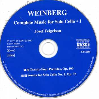 CD Mieczysław Weinberg: Complete Music For Solo Cello ● 1 - 24 Preludes ● Sonata No. 1 117709