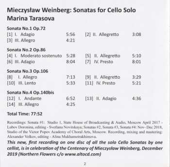 CD Mieczysław Weinberg: Complete Sonatas For Cello Solo (Mieczysław Weinberg Centenary December 2019) 183391