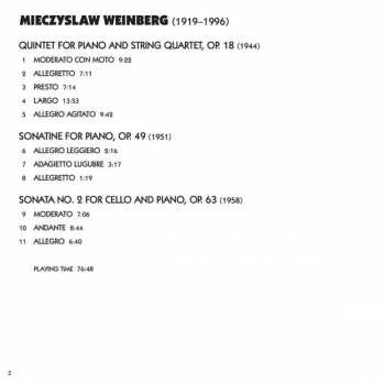 CD Mieczysław Weinberg: Piano Quintet; Cello Sonata No. 2; Piano Sonatine 342242