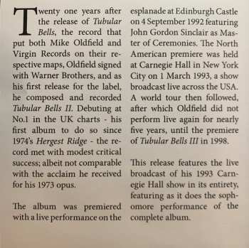 CD Mike Oldfield: Carnegie Hall 1993 (The New York Broadcast) 422200