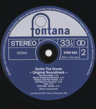 LP Mikis Theodorakis: Zorba The Greek (Original Soundtrack Album) 405647