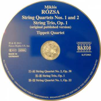 CD Miklós Rózsa: String Quartets Nos. 1 And 2 / String Trio (Original Version) 273309