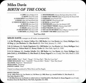 CD Miles Davis:  Birth Of The Cool DLX
