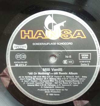 LP Milli Vanilli: All Or Nothing - The U.S. Remix Album