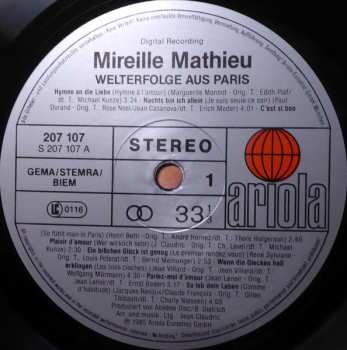 LP Mireille Mathieu: Welterfolge Aus Paris