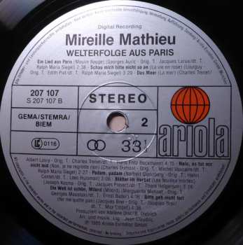 LP Mireille Mathieu: Welterfolge Aus Paris