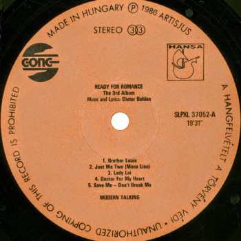 LP Modern Talking: Ready For Romance - The 3rd Album 494611