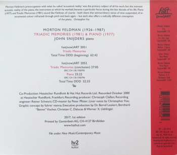2CD Morton Feldman: Triadic Memories & Piano 292476