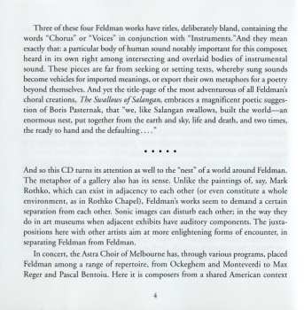 CD Morton Feldman: "We, Like Salangan Swallows..." (A Choral Gallery Of Morton Feldman And Contemporaries) 530844