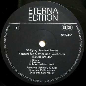 LP Wolfgang Amadeus Mozart: Klavierkonzert D-moll KV 466 / Klavierkonzert C-dur KV 467