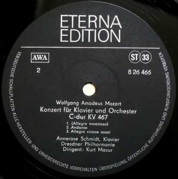 LP Wolfgang Amadeus Mozart: Klavierkonzert D-moll KV 466 / Klavierkonzert C-dur KV 467