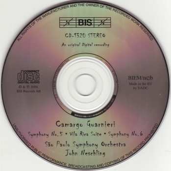 CD Mozart Camargo Guarnieri: Symphonies Nos. 5 & 6 ~ Vila Rica Suite 454893