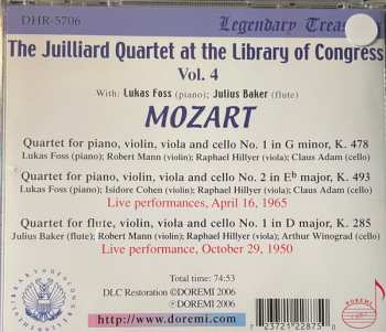 CD Wolfgang Amadeus Mozart: 2 Piano Quartets / Flute Quartet . Live At The Libray Of Congress Vol.4