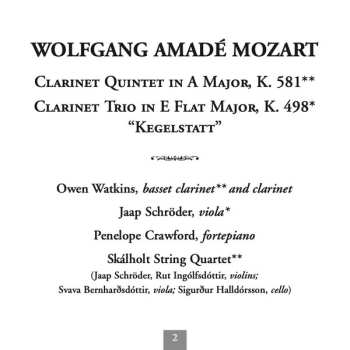 CD Wolfgang Amadeus Mozart: Clarinet Quintet, K. 581 / "Kegelstatt" Trio, K. 498