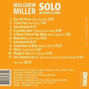 CD Mulgrew Miller: Solo In Barcelona 538085